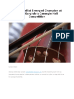 Korean Cellist Emerged Champion at Julian Gargiulo’s Carnegie Hall Competition