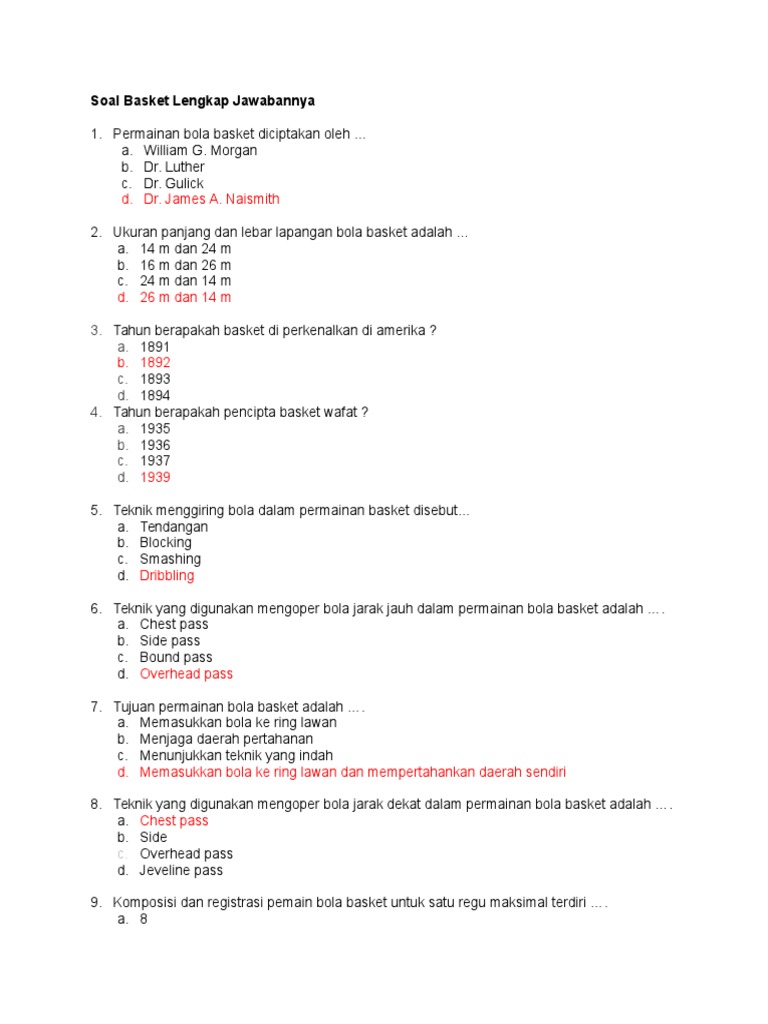 Soal Bola Besar Kls 7 Smesrter 1 Pjok