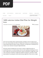 1400 Calories Indian Diet Plan For Weight Loss