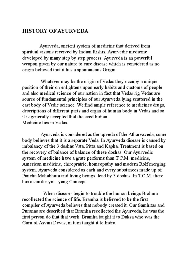 HISTORY of AYURVEDA PDF Ayurveda Indian Religions