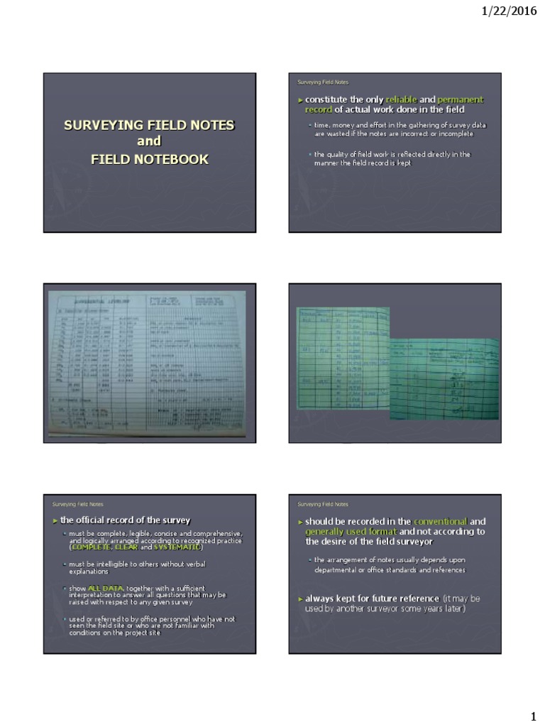 Surveying Field Notes Guidelines | PDF | Computers