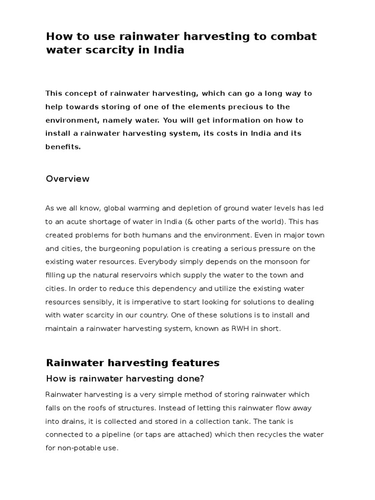 Rainwater Harvesting in India: A Guide | PDF | Technology & Engineering