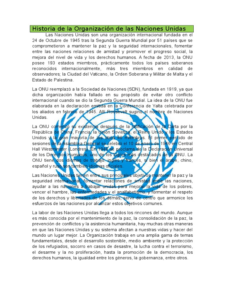 Guia De Estudio Organización De Las Naciones Unidas Pdf Naciones