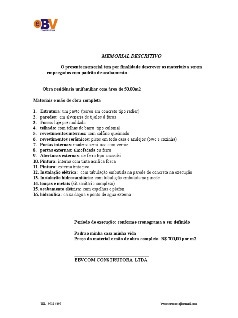 Memorial Descritivo Minha Casa Minha Vida | PDF | Arte | Tecnologia e ...