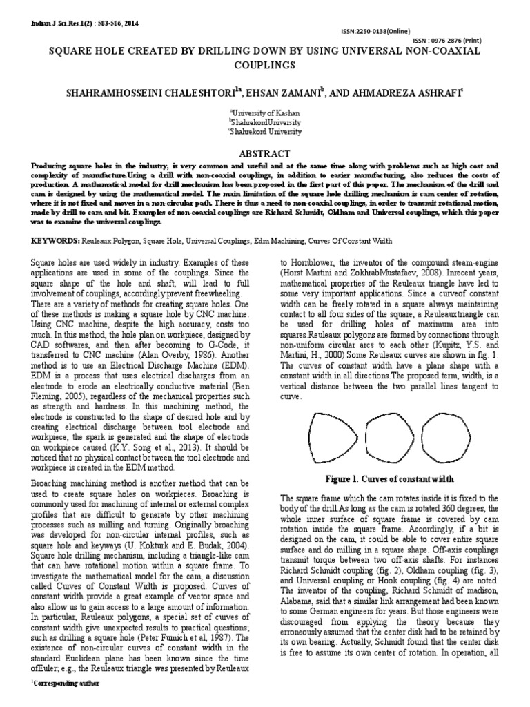 Square Hole Drilling Machine | PDF | Space | Geometry