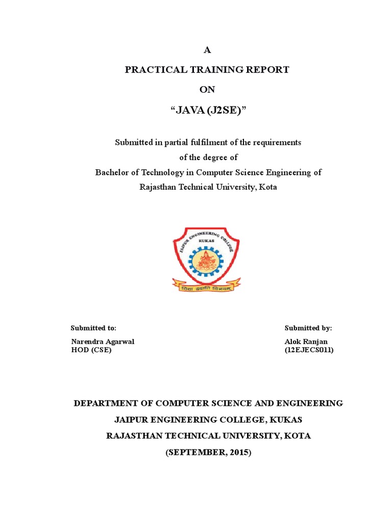 Java (J2SE) Training Report | PDF | Computers