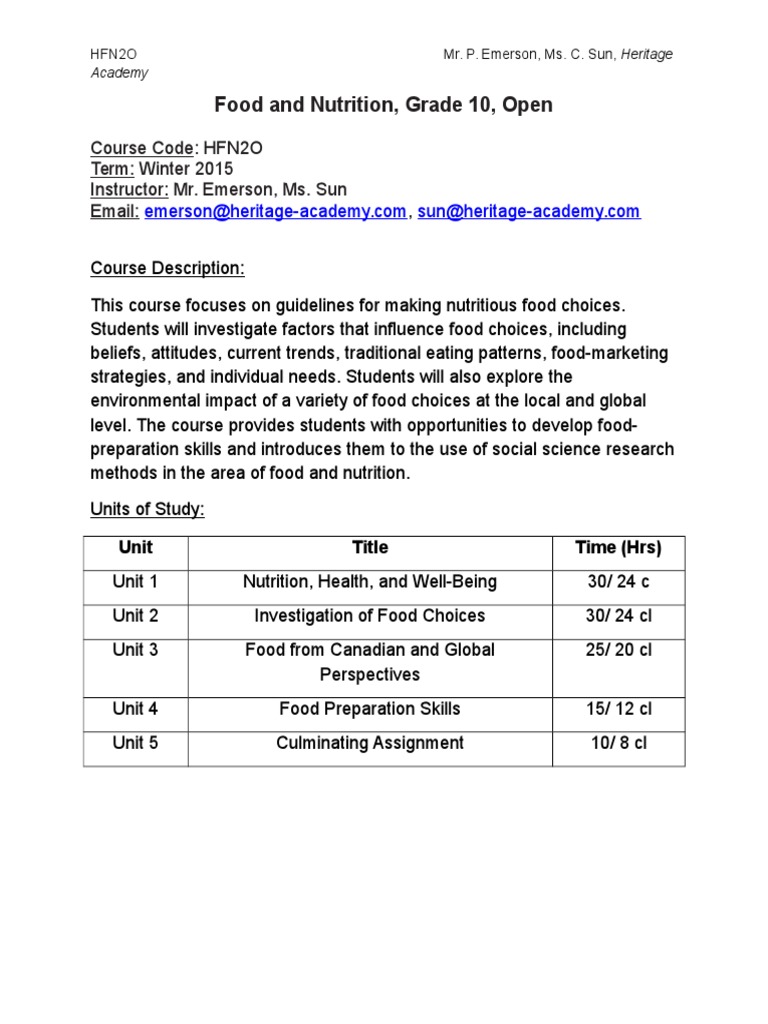 b.sc food science and nutrition syllabus pdf