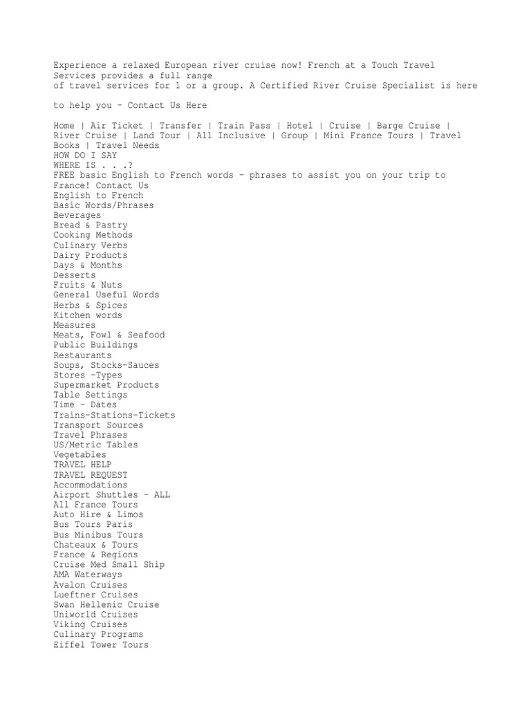 Basic English To French Phrases PDF English Language France