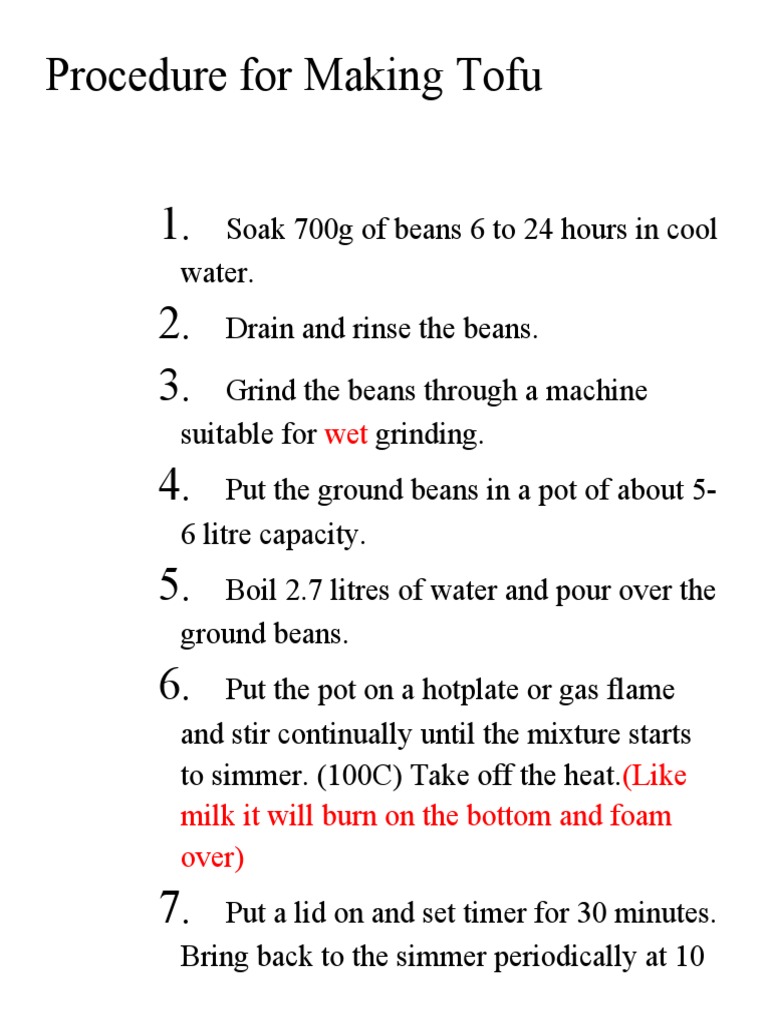 Procedure For Making Tofu 2 | PDF