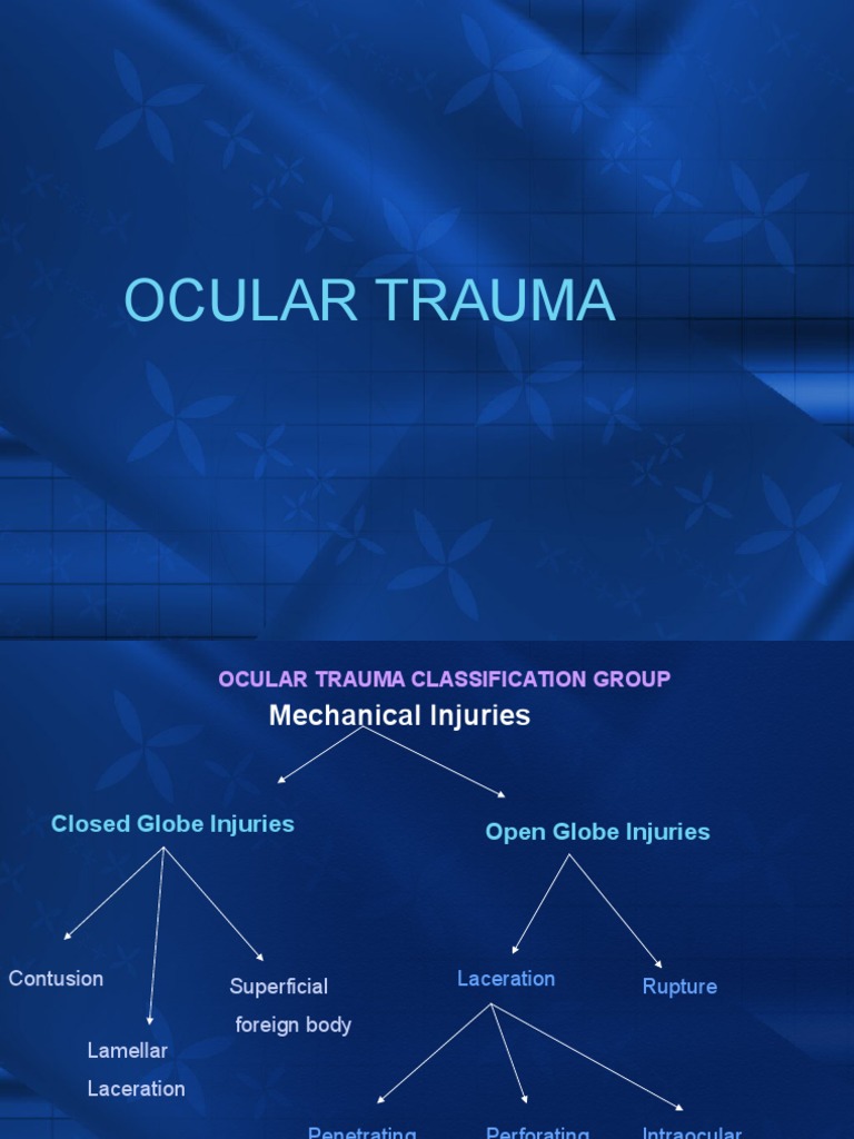 Ocular Trauma: Types & Treatments Guide | PDF | Cornea | Cataract