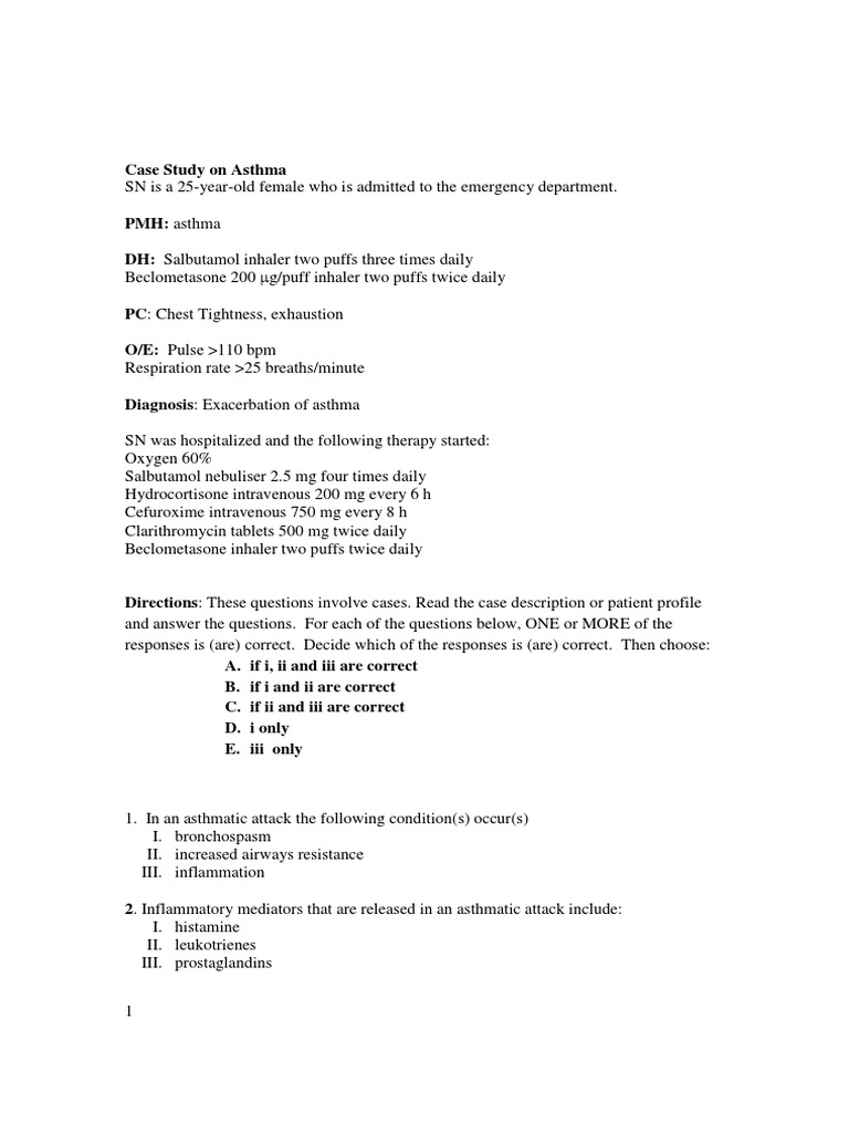 Case Study on Asthma Asthma Medical Treatments