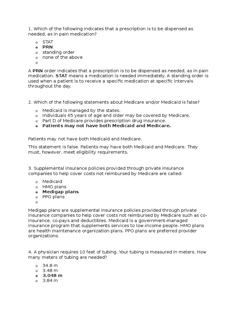 DHA Exam Sample Medicare (United States) Medicaid