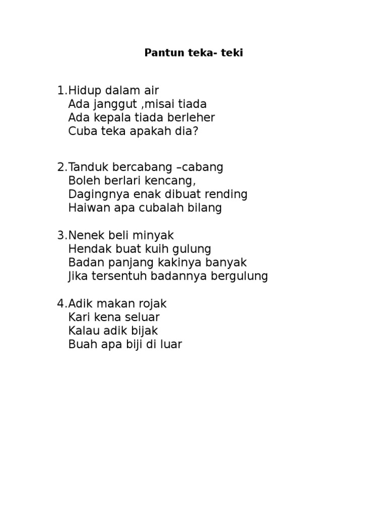 Pantun Teka Teki Pdf