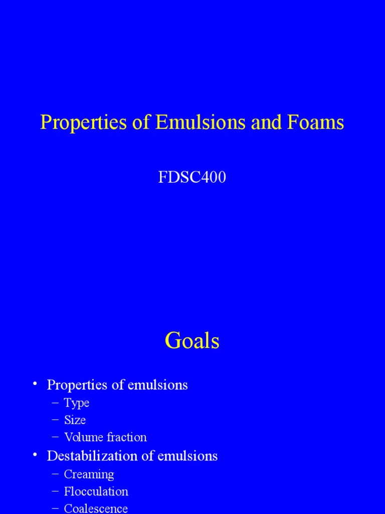 Emulsions And Foams Pdf Emulsion Colloid