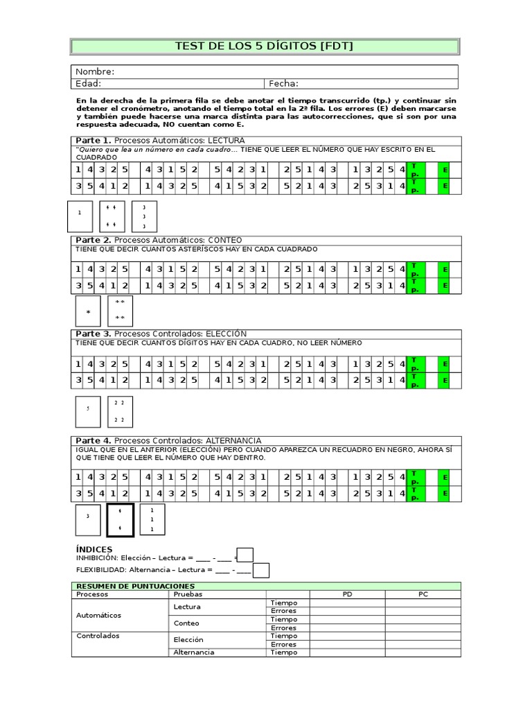 Test de Los 5 Dígitos | PDF