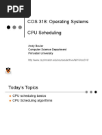 COS 318: Operating Systems CPU Scheduling: Andy Bavier Computer Science Department Princeton University