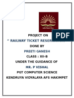 " Railway Ticket Reservation": Project On