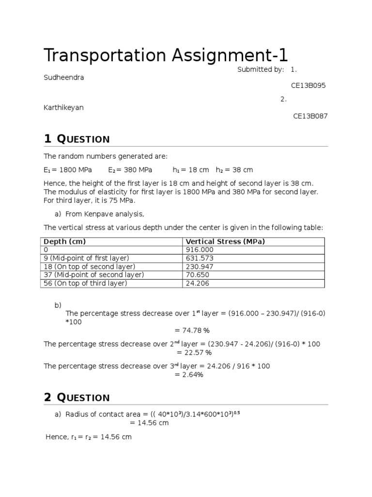 Transportation Assignment-1: Uestion | PDF | Materials Science ...