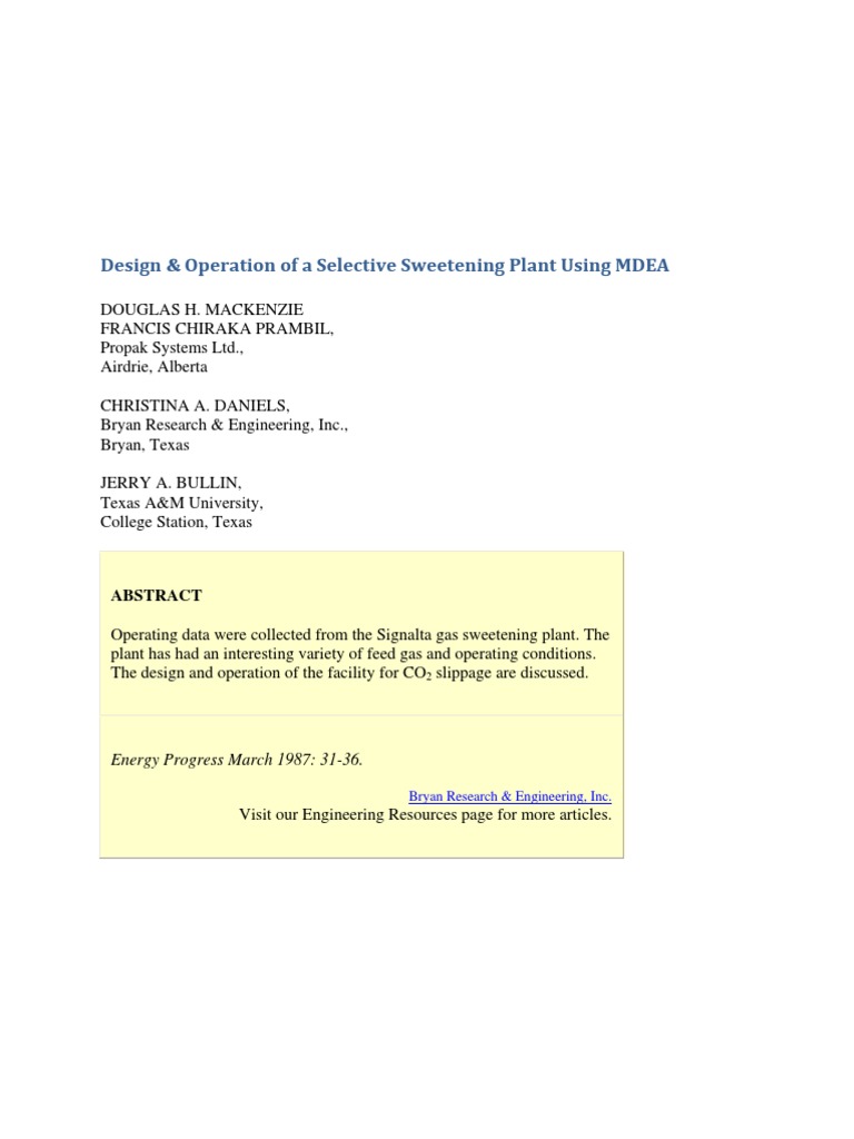 Amine Sweetening Process Design | PDF | Pump | Chemical Reactions