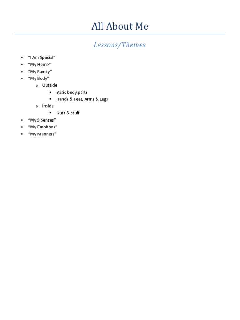 PK All About Me Class Lesson Plans | PDF | Fingerprint