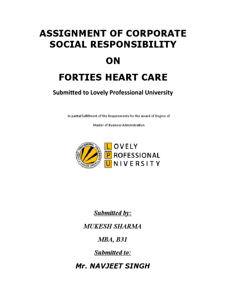 CSR Assignment on Forties Heart Care | PDF