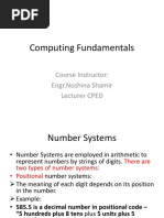 Computing Fundamentals: Course Instructor: Engr - Noshina Shamir Lecturer CPED