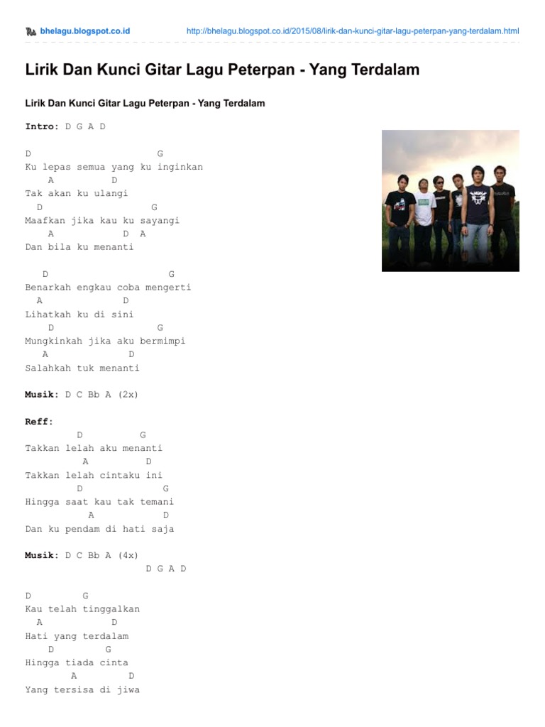 Bhelagu Blogspot Co Id Lirik Dan Kunci Gitar Lagu Peterpan Yang Terdalam