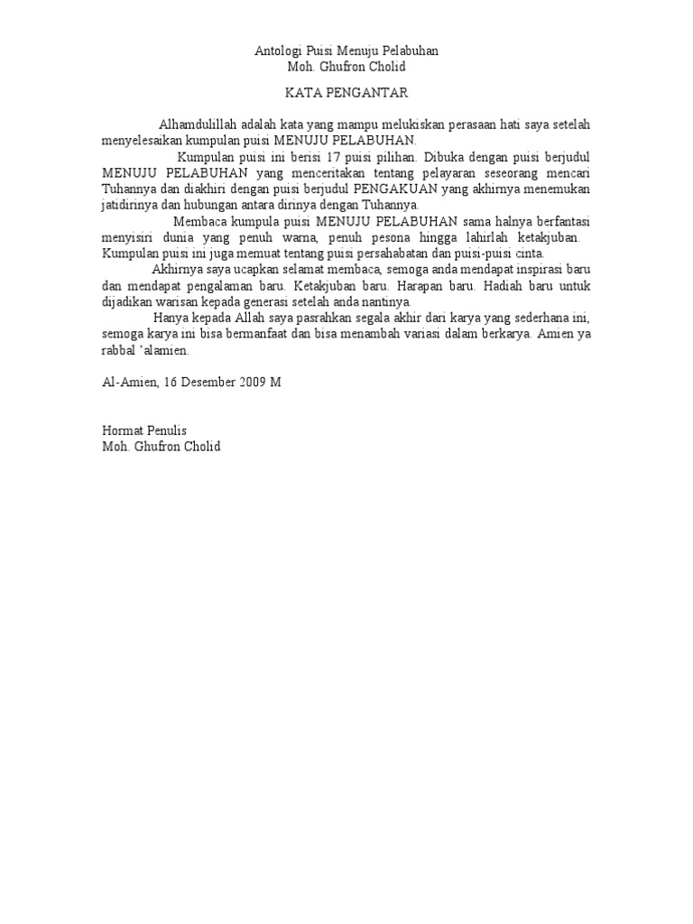 Antologi Puisi Menuju Pelabuhan