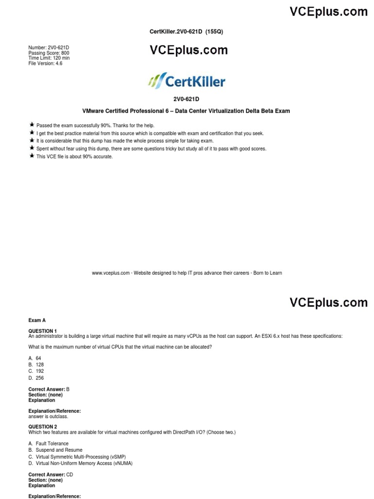 VMware 2V0-621D Exam Study Guide | PDF | Transmission Control Protocol ...