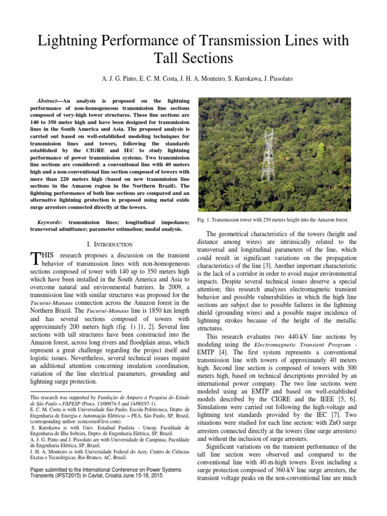 Lightning Performance of Tall Transmission Lines | PDF | Transmission ...