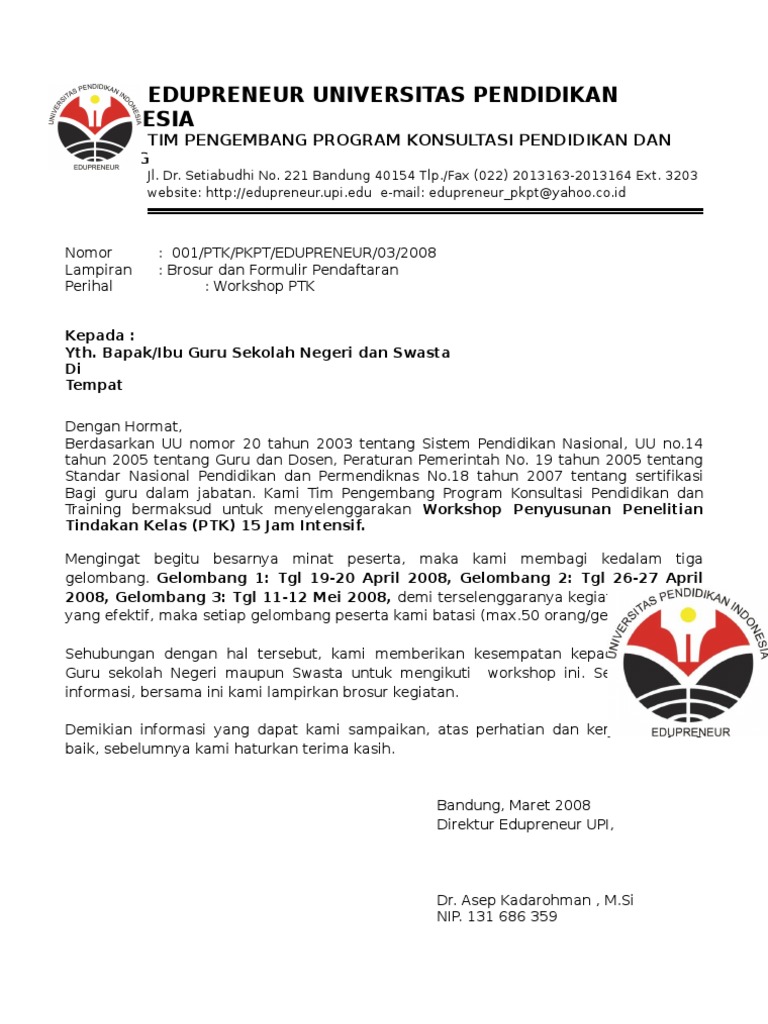 Contoh Surat Mohon Quarters