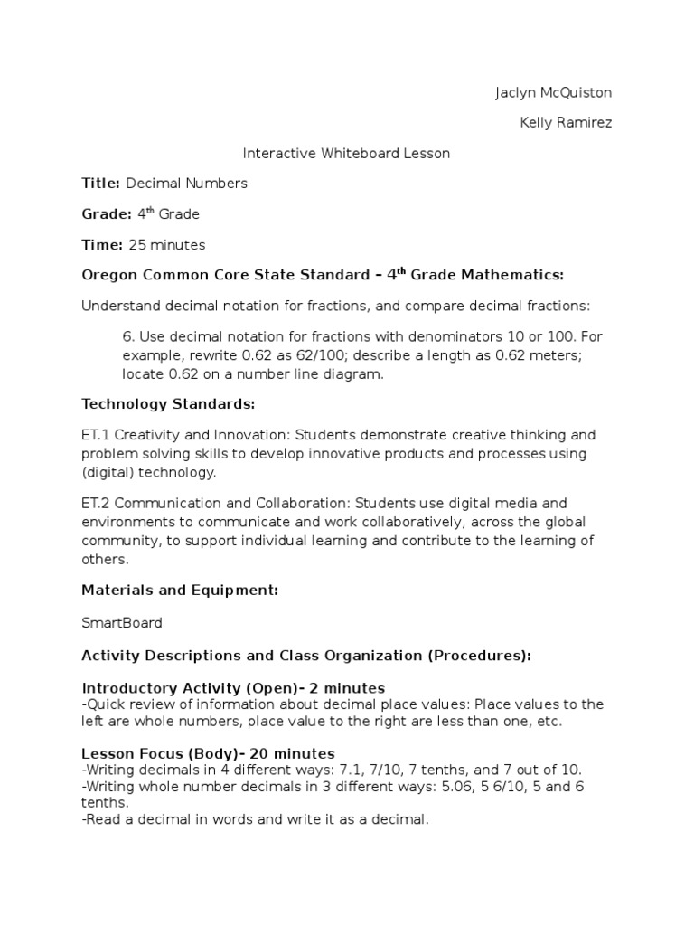 Interactivewhiteboardlessonplan | PDF