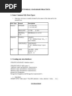 Tutorial 1 Database Practice:: Data Type Format Description