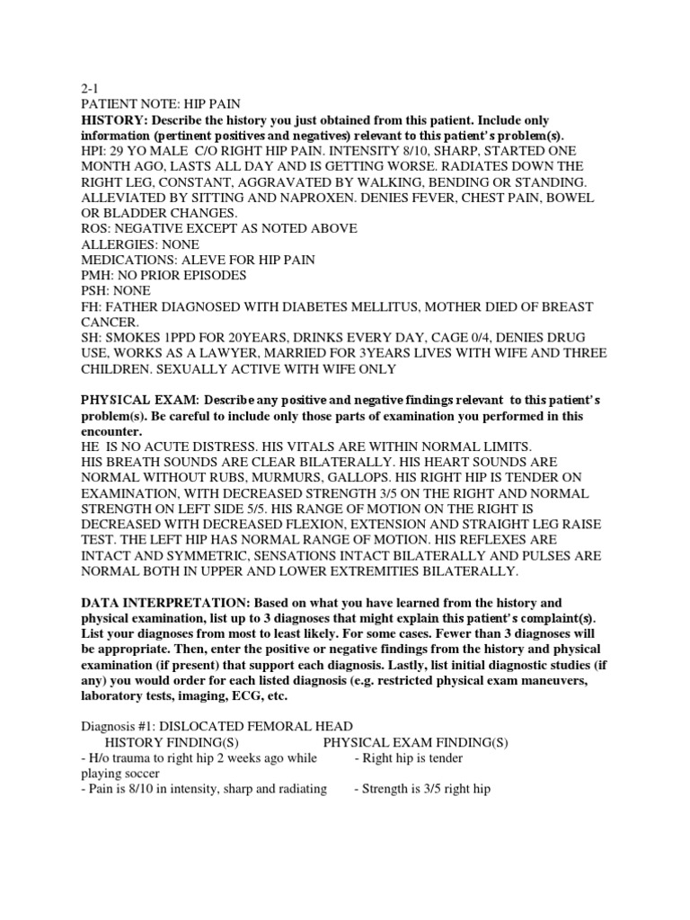 Patientnoteset2 1 | PDF | Hip | Physical Examination