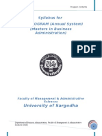 Mba Annual 2009 Sargodha University Syllabus.