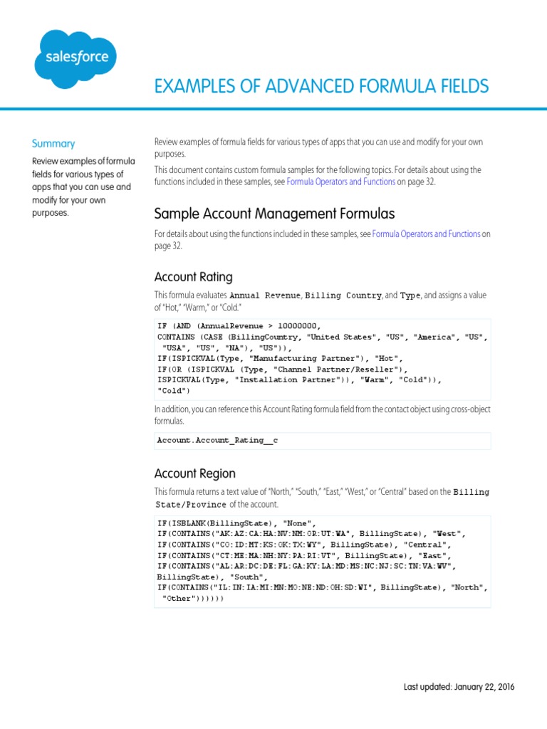Salesforce Useful Formula Fields | PDF | Hyperlink | Discounting