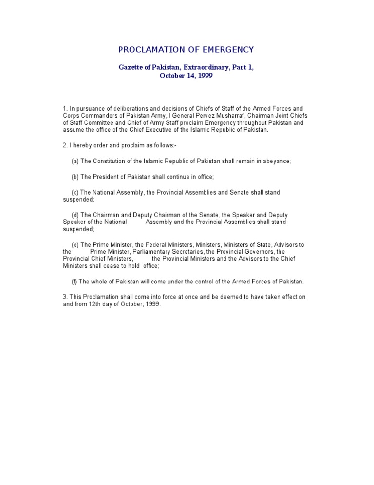 Proclamation of Emergency | PDF