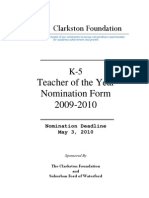 Teacher of The Year Nomination Form 2009-2010