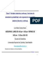 Estadística Variables Aleatorias Continuas y Funciones de Densidad de Probabilidad. Valor Esperado de Una Variable Aleatoria (Discreta y Continua) .