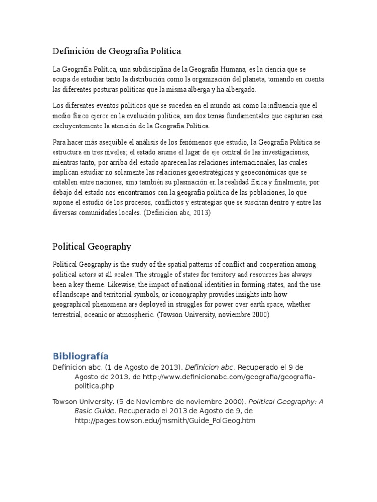 Defining Political Geography Its Focus on the Relationship Between