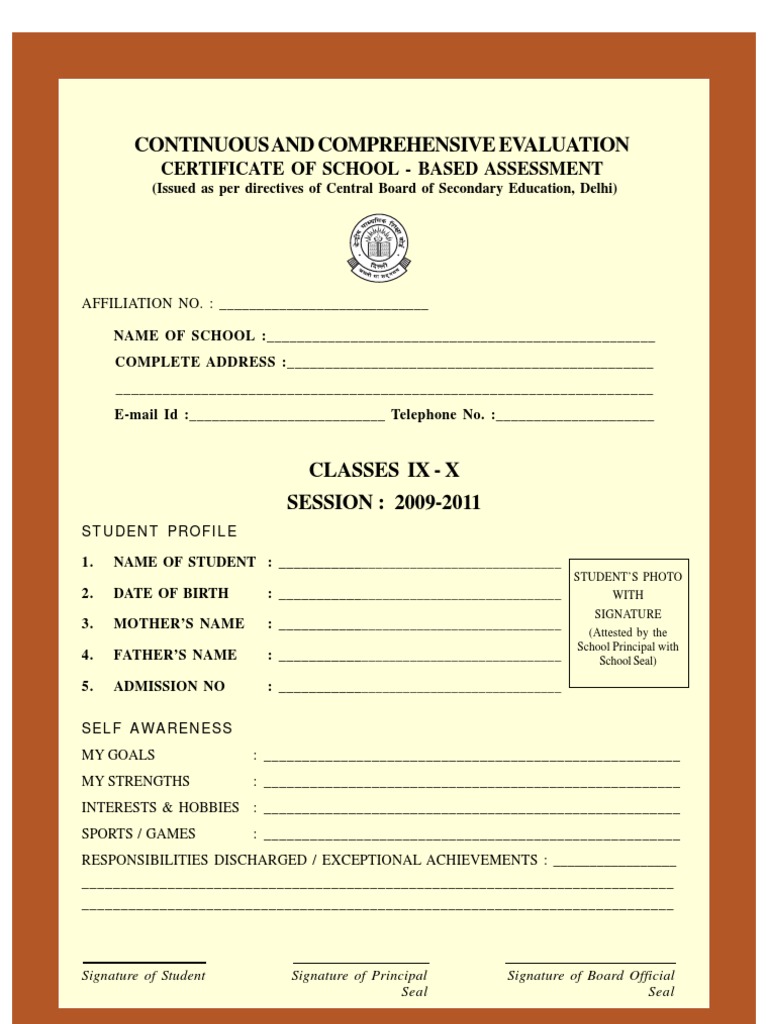 CCE Report Card for Classes IX-X | PDF | Cognition | Cognitive Science