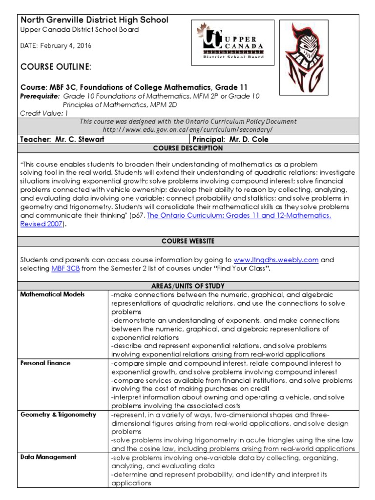 Grade 11 Geometry Course Outline | PDF | Educational Assessment | Learning