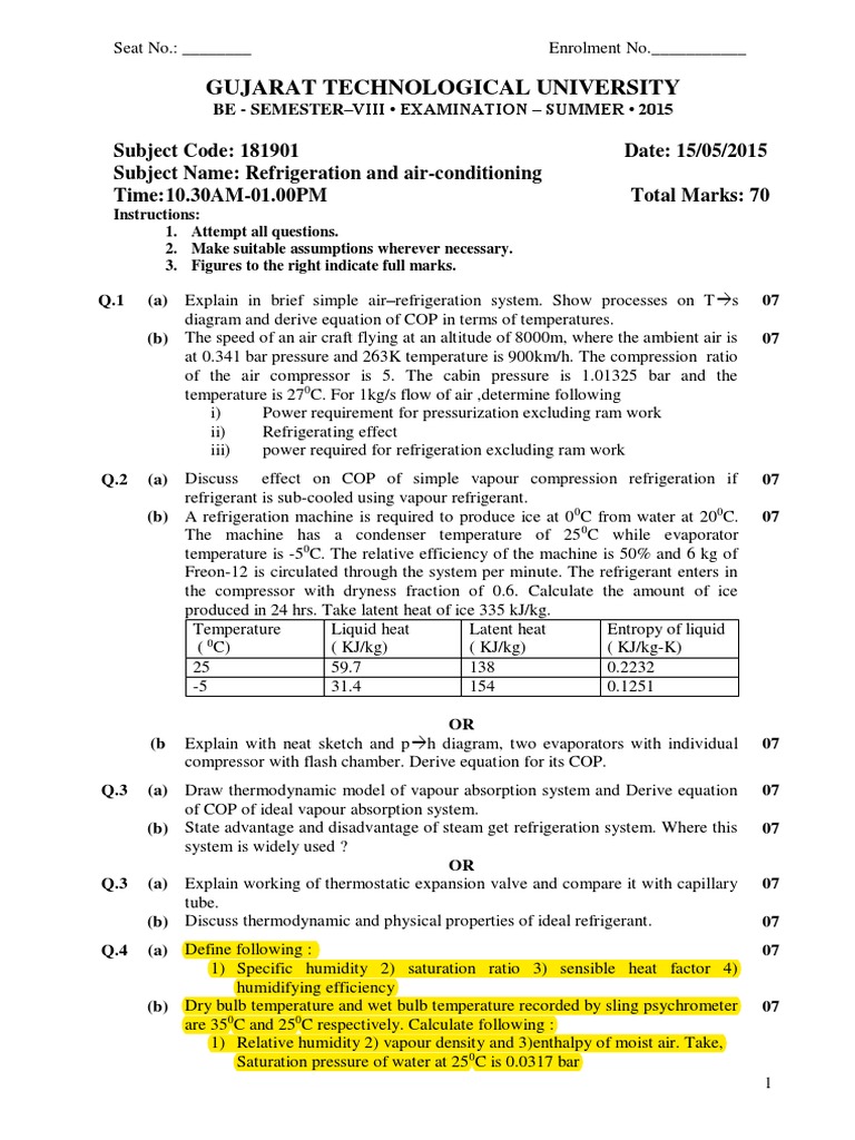 Rac Gtu Paper PDF Refrigeration Gas Compressor