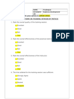 Yellow Colour Feedback Form On Training Session by Patrick: Name Pradeepan Designati ON Business Development