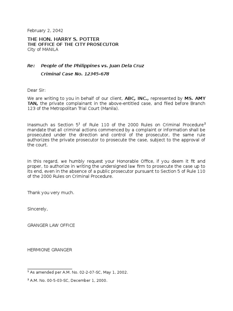 Authority to Prosecute