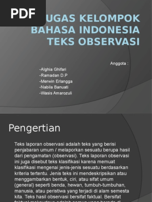Teks Laporan Hasil Observasi Disebut Teks Klasifikasi Karena Berbagai Teks Penting