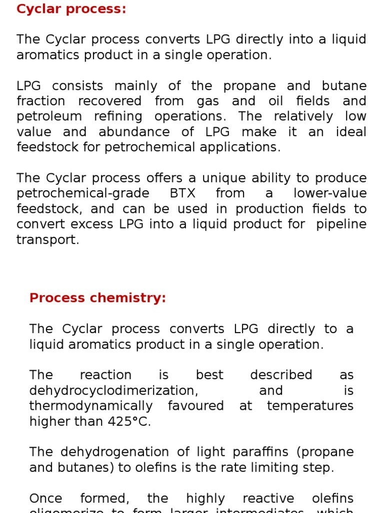 Cyclar LPG to Aromatics Process | PDF | Chemical Reactor | Benzene