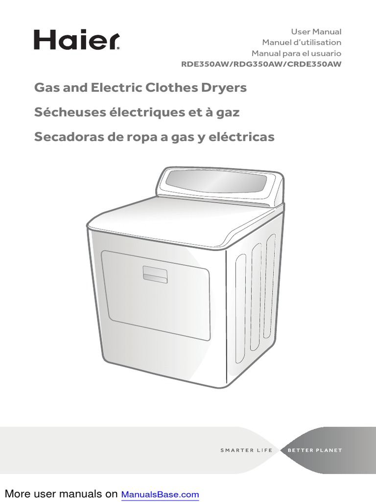 Haier Clothes Dryer RDE350AW PDF Clothes Dryer Duct (Flow)