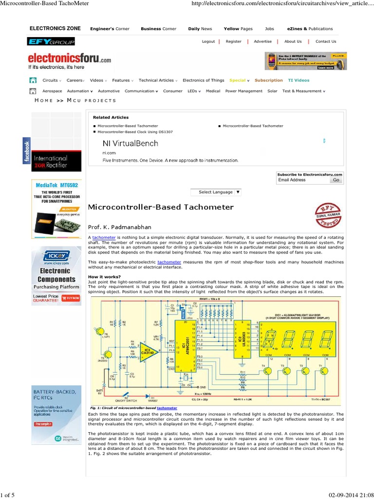 Digital tachometer Circuit Diagram