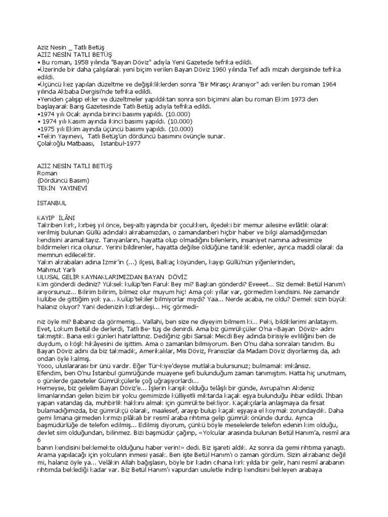 aziz nesin tatli betus pdf